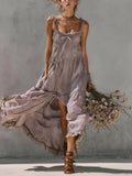 Lace Trim Linen Maxi Dress