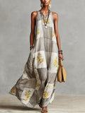 Checkered Floral Maxi Dress
