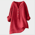 Nikki - Elegant Cotton-Linen V-Neck Blouse