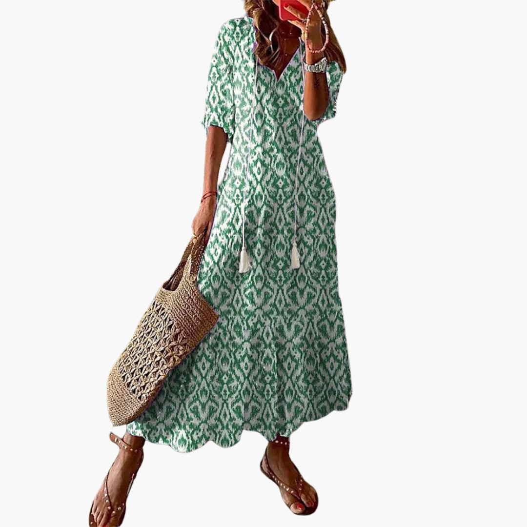 Mia | Boho Vintage V-Neck Summer Dress