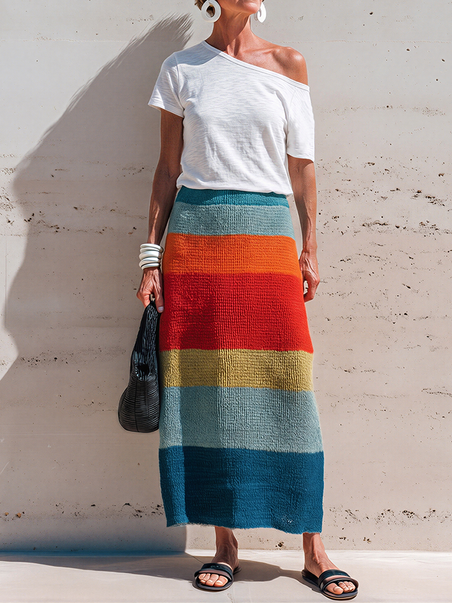 Striped Knit Skirt Set