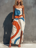 Printed Spaghetti Strap Maxi Dress