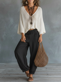 Cape-Sleeve Harem Pants Set