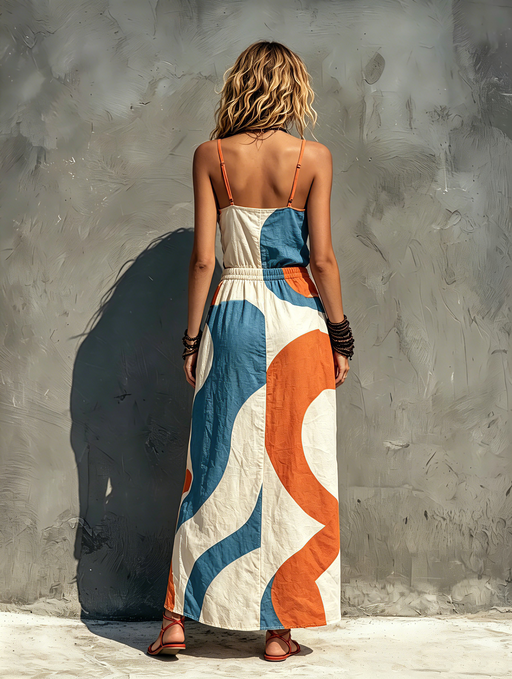 Printed Spaghetti Strap Maxi Dress