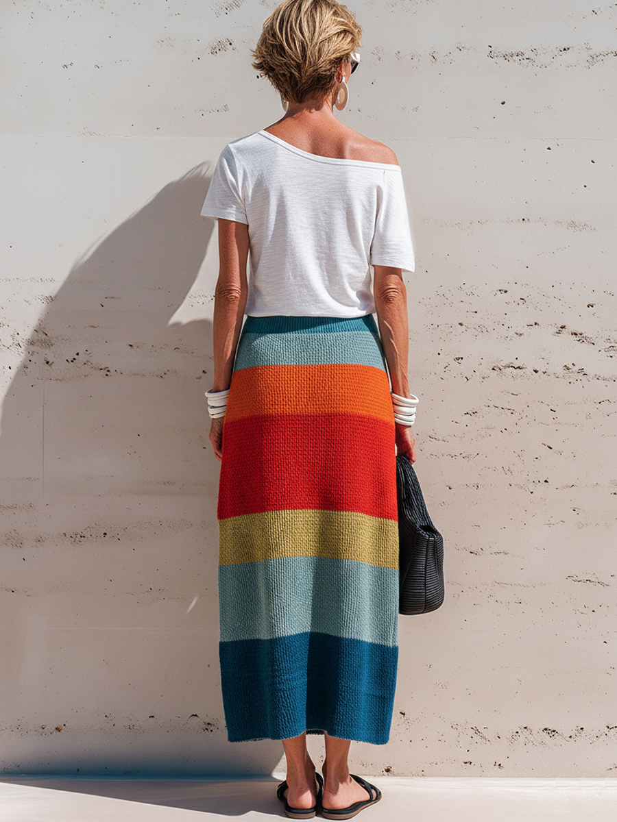 Striped Knit Skirt Set