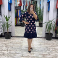Linna - Pleated Polka Dot Midi Dress