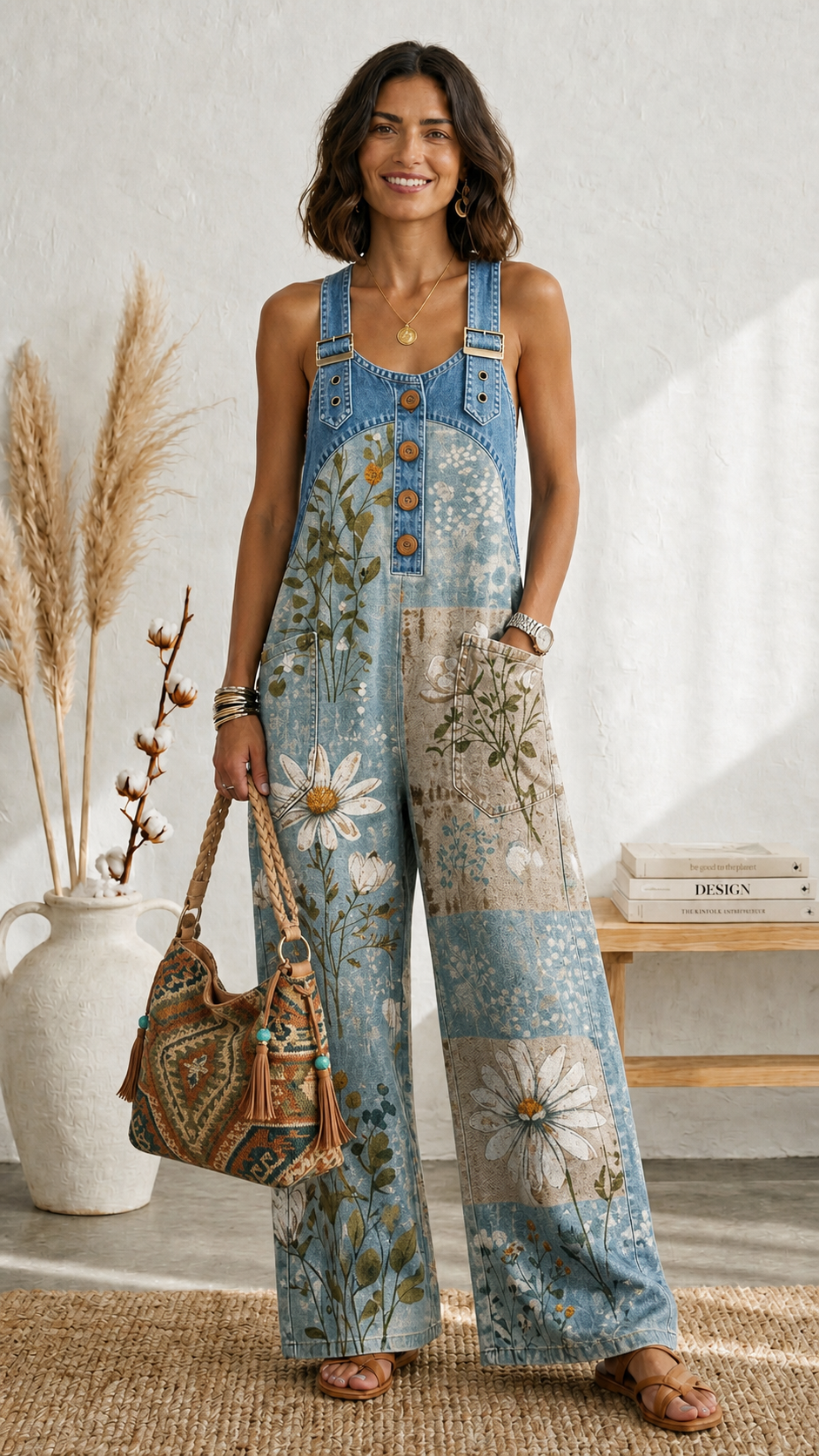 Luna | Vintage Floral Jumpsuit