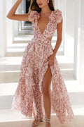 Cherry – Ruffle Sleeve Cut-Out Maxi Dress
