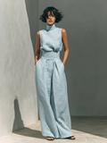 Maria™ | Complete set with tank top and wide-leg cotton and linen trousers