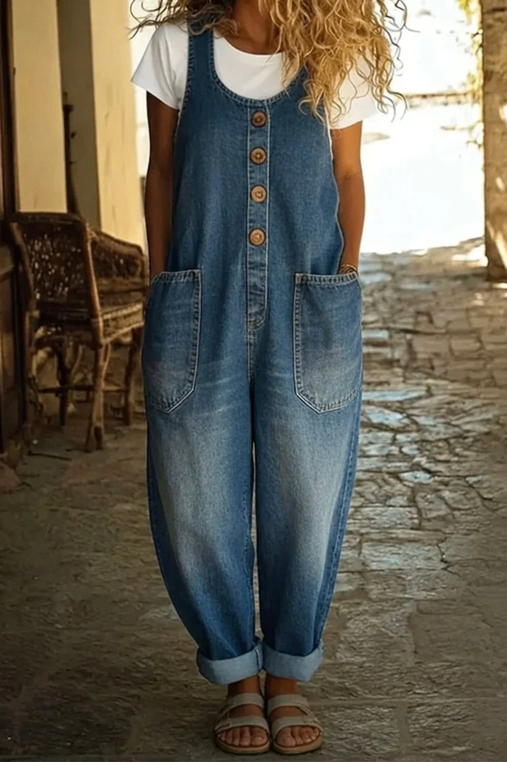 Ruth | Vintage Washed Cotton Denim Overalls