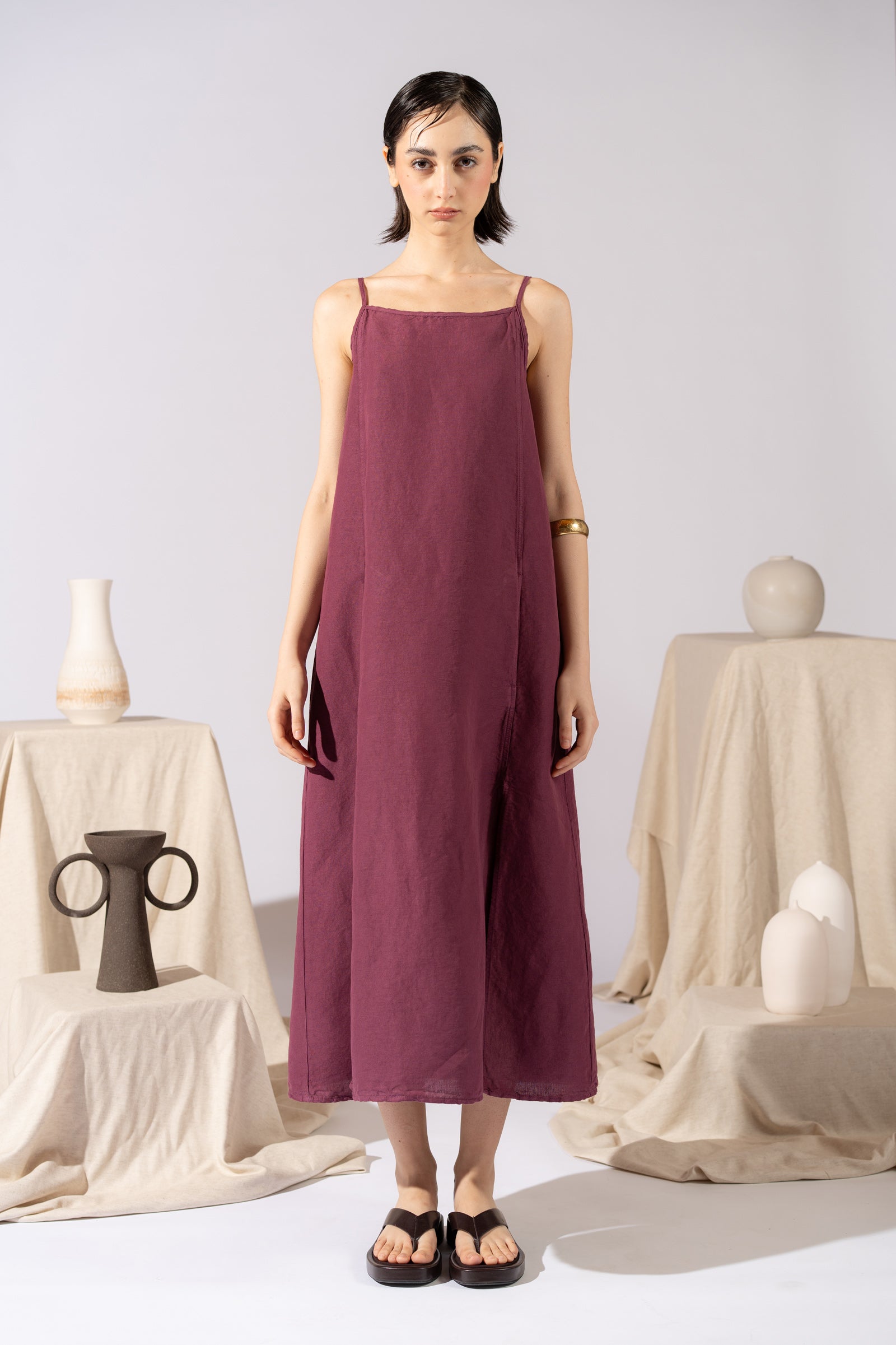 Air Dress in hemp cotton with lining and pockets