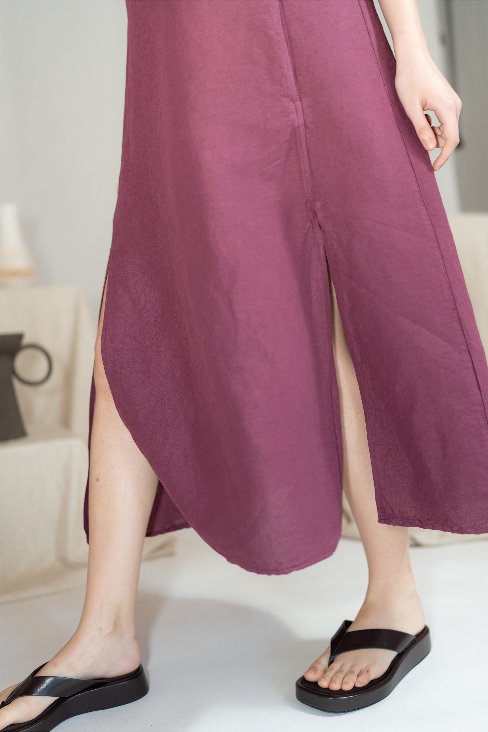 Air Dress in hemp cotton with lining and pockets