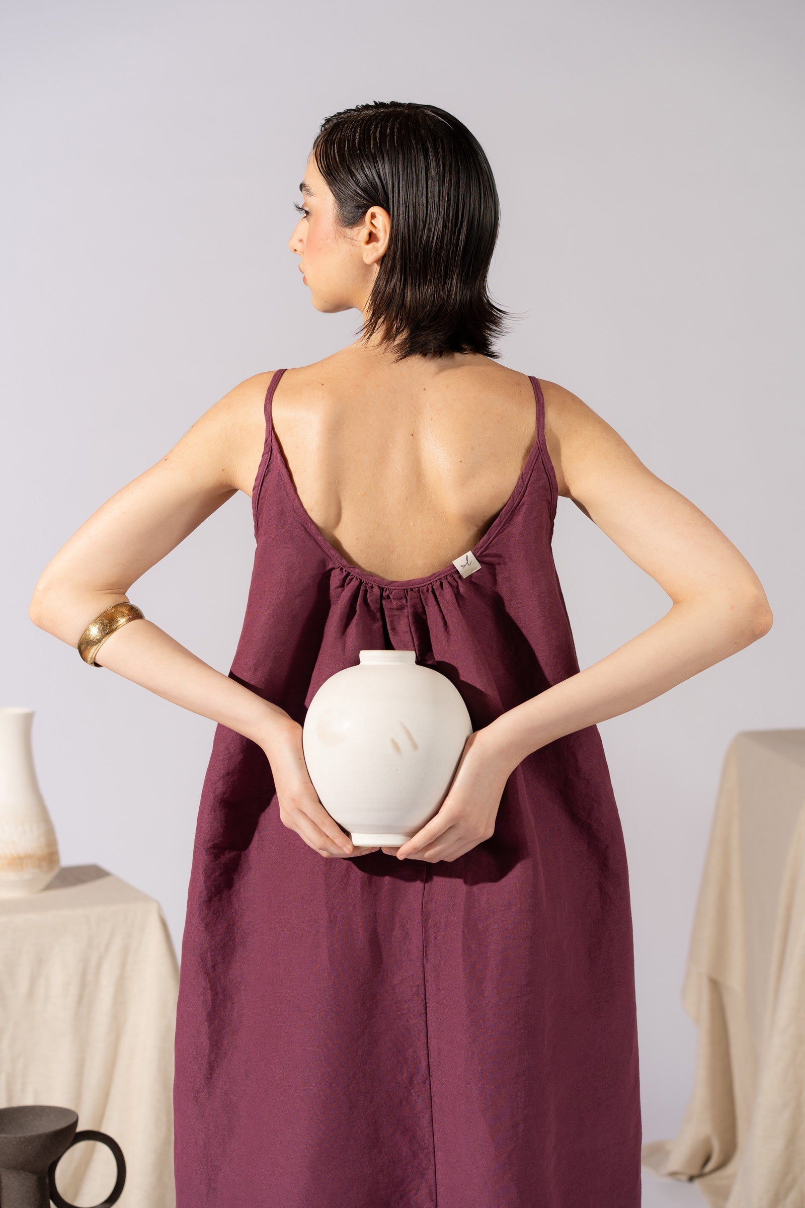 Air Dress in hemp cotton with lining and pockets