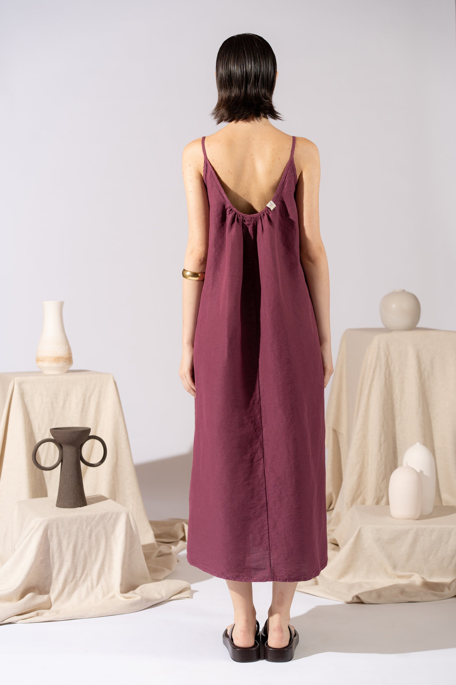 Air Dress in hemp cotton with lining and pockets