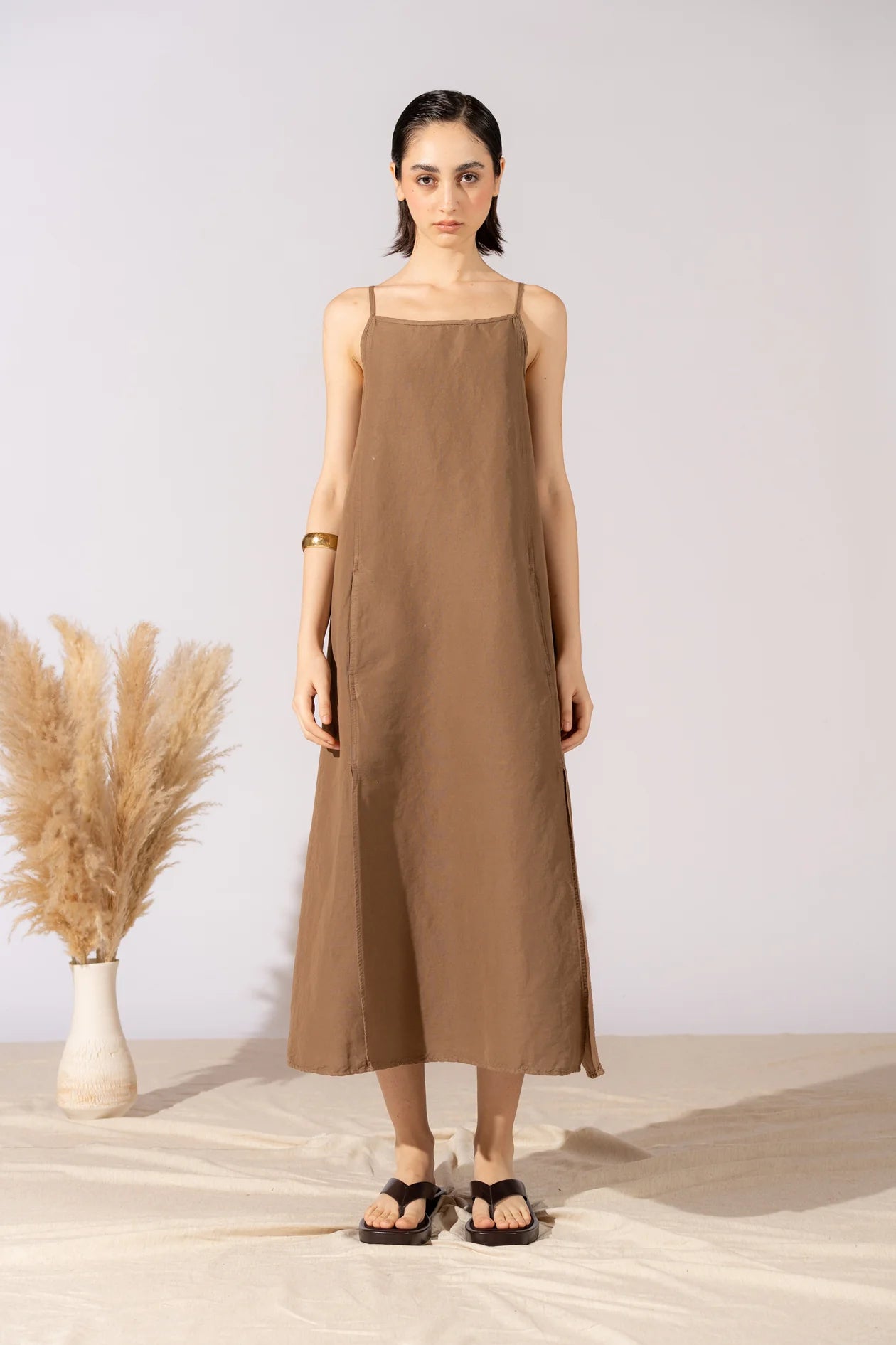 Air Dress in hemp cotton with lining and pockets