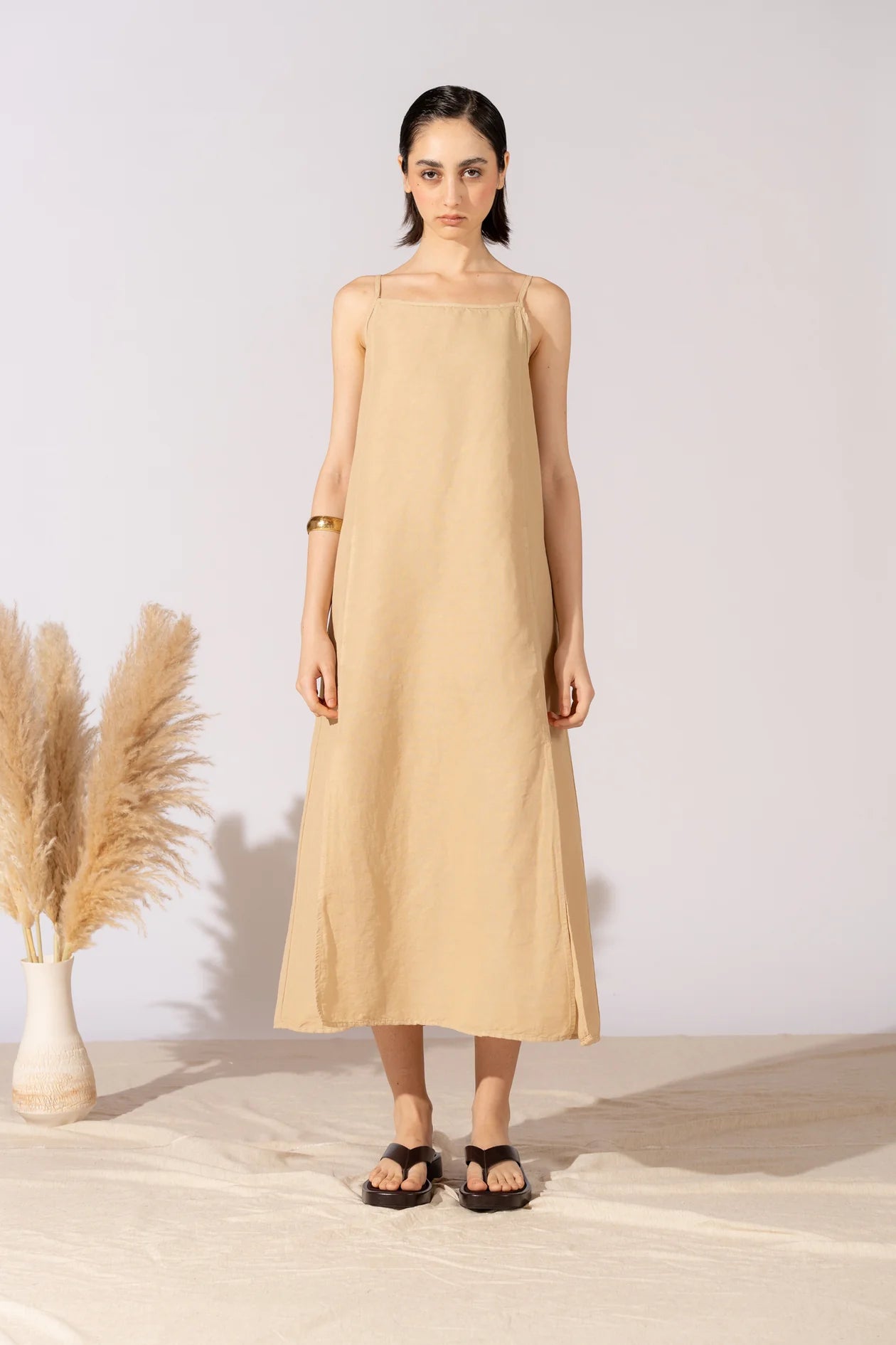 Air Dress in hemp cotton with lining and pockets