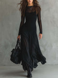 Elina – Ethereal Black Tulle Maxi Dress