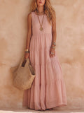 Mildred - Sleeveless Cotton and Linen Maxi Dress