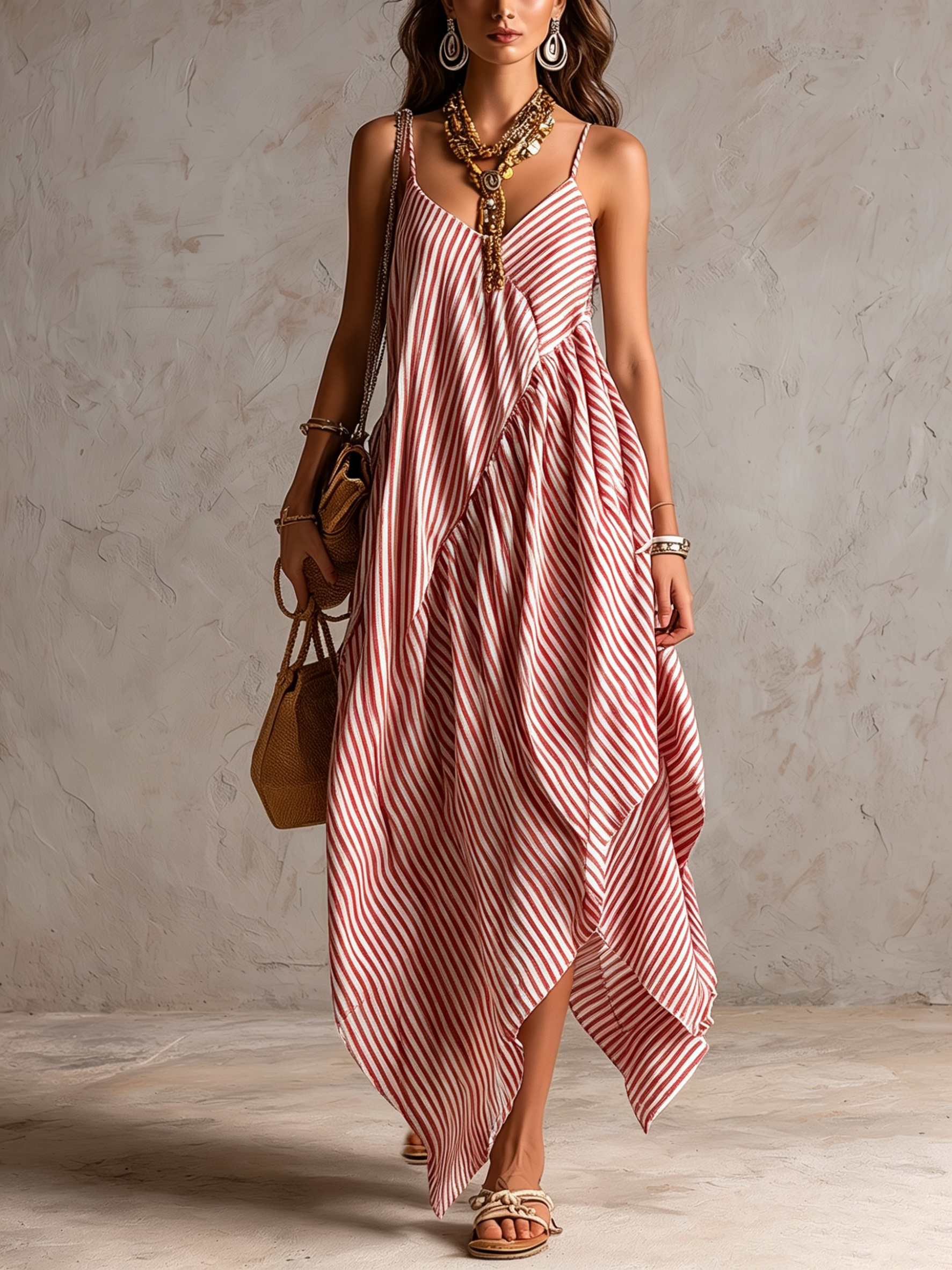 Striped Bohemian Maxi Dress