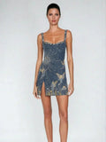 Celeste – Midnight Blue Beaded Mini Dress